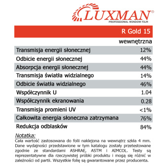 Folia R GOLD 15 (wew) - złote lustro weneckie - charakterystyki, opis, cena zdjęcie 4